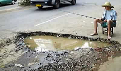 Fishing in a pothole