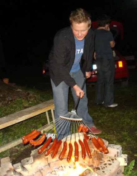 redneck cooking hotdogs