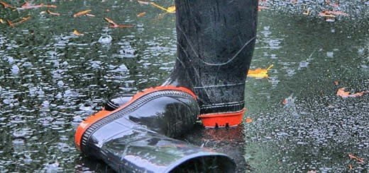 rubber boots in rain