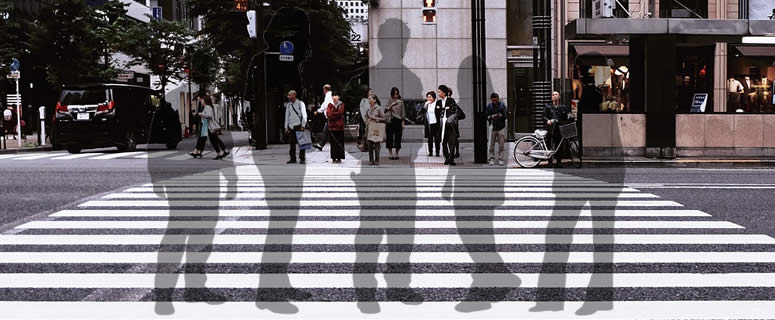 Invisible People On Cross Walk