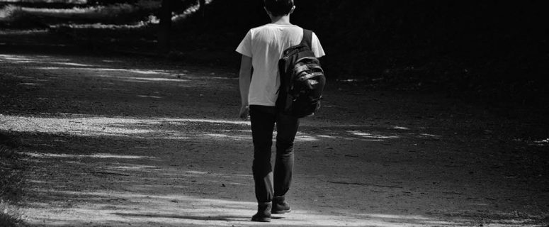 Solitude Man Walking Lonely Road