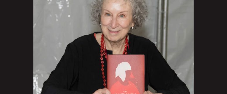 Margaret Atwood with a copy of her novel 'The Handmaid's Tale.'. Getty Images