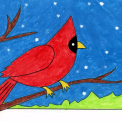 drawing of a red bird