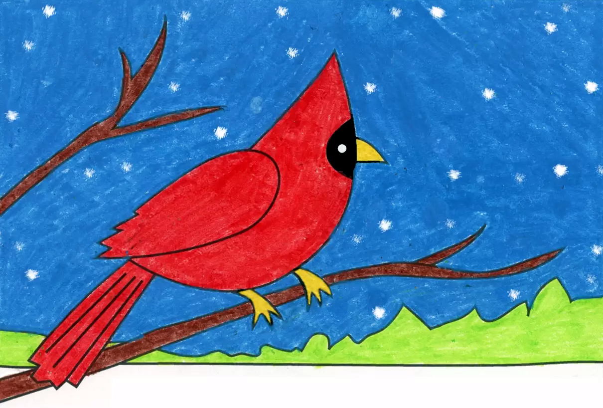drawing of a red bird