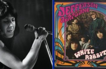 picture of Grace Slick and a poster for the song white rabbit